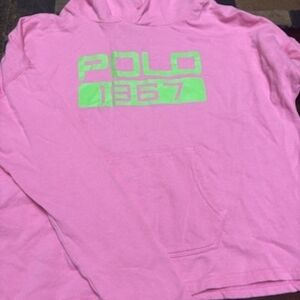 Polo Ralph Lauren Pink Hoodie with Neon Green Logo